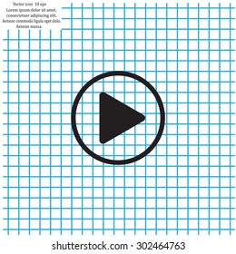 Play button web icon, flat design