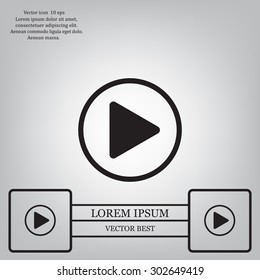 Play button web icon, flat design
