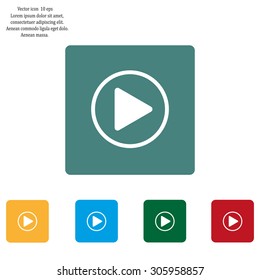 Play button web icon, flat design