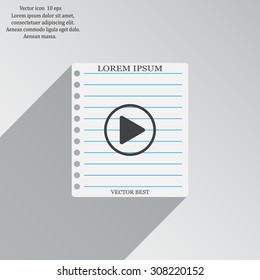 Play button web icon, flat design