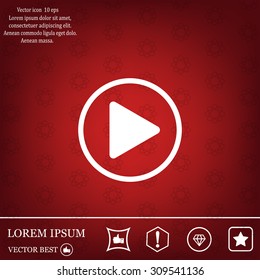Play button web icon, flat design