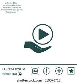 Play button web icon, flat design