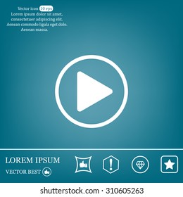 Play button web icon, flat design