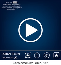 Play button web icon, flat design