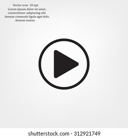 Play button web icon, flat design