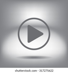 Play button web icon, flat design