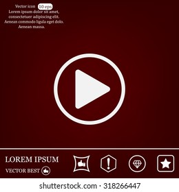 Play button web icon, flat design