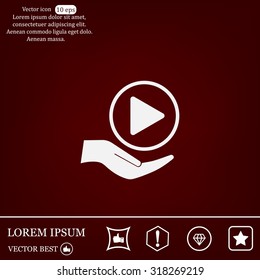 Play button web icon, flat design