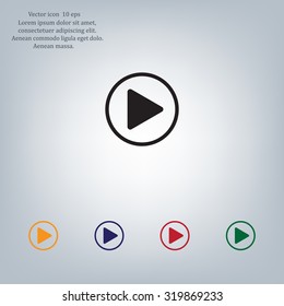 Play button web icon, flat design