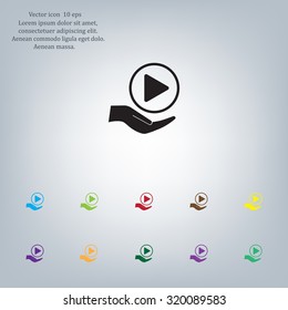 Play button web icon, flat design