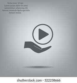 Play button web icon, flat design