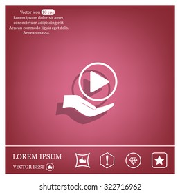 Play button web icon, flat design