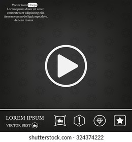 Play button web icon, flat design