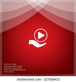 Play button web icon, flat design