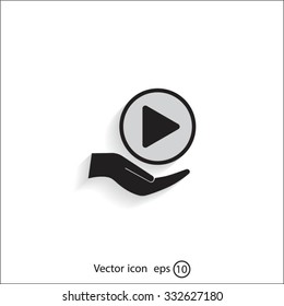 Play button web icon, flat design
