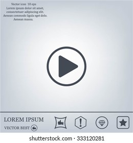 Play button web icon, flat design