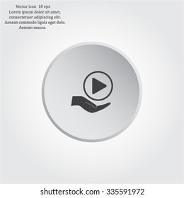 Play button web icon, flat design