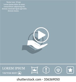 Play button web icon, flat design