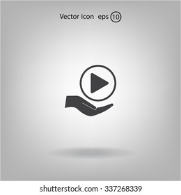 Play button web icon, flat design