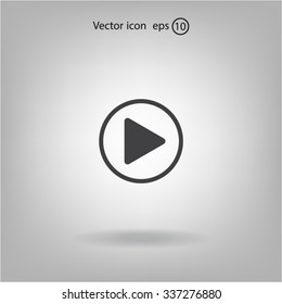 Play button web icon, flat design