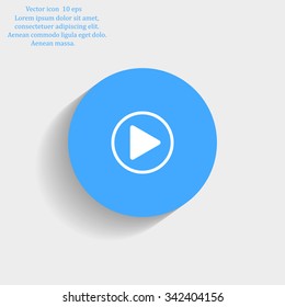 Play button web icon, flat design