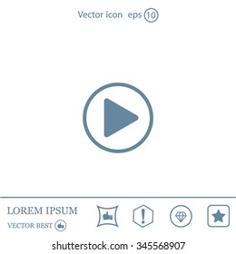 Play button web icon, flat design