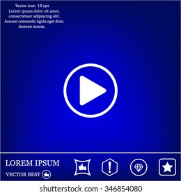 Play button web icon, flat design