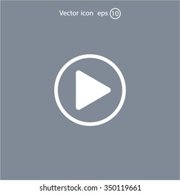 Play button web icon, flat design