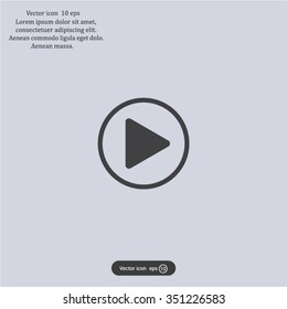 Play button web icon, flat design