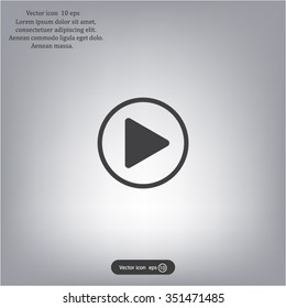 Play button web icon, flat design