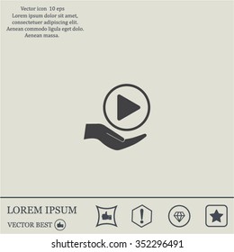 Play button web icon, flat design