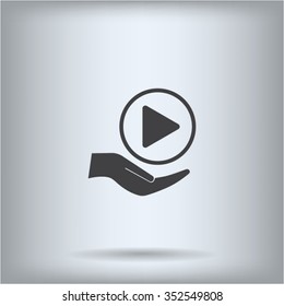 Play button web icon, flat design