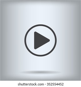 Play button web icon, flat design