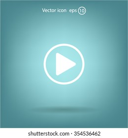 Play button web icon, flat design