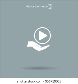 Play button web icon, flat design