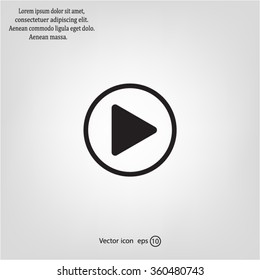 Play button web icon, flat design