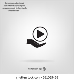 Play button web icon, flat design