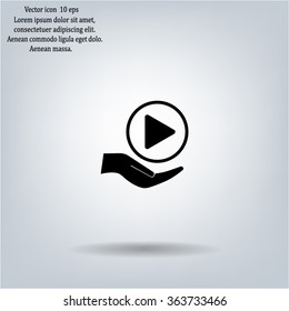 Play button web icon, flat design