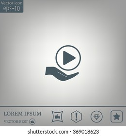 Play button web icon, flat design