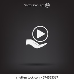 Play button web icon, flat design