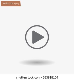 Play button web icon, flat design