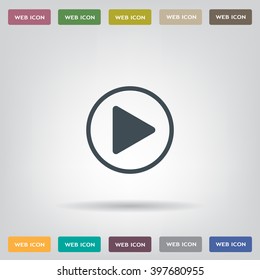 Play button web icon, flat design