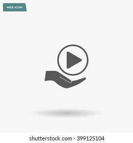 Play button web icon, flat design