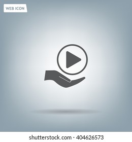 Play button web icon, flat design