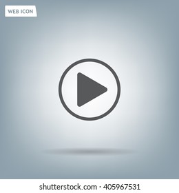 Play button web icon, flat design