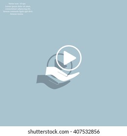 Play button web icon, flat design