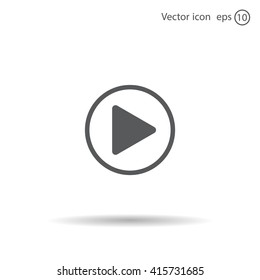 Play button web icon, flat design