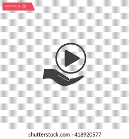 Play button web icon, flat design