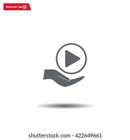 Play button web icon, flat design