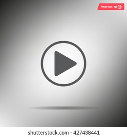 Play button web icon, flat design